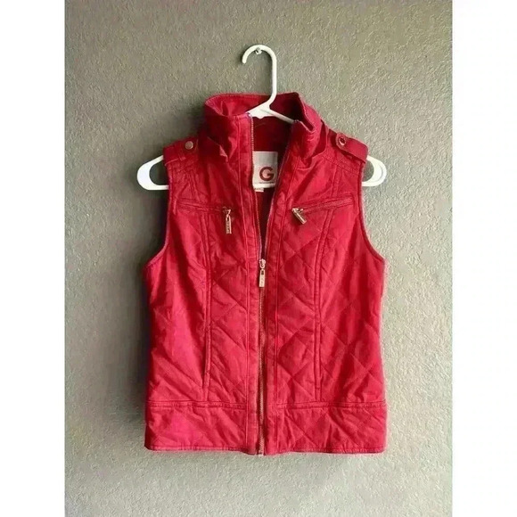 Guess Jackets & Blazers - G by Guess Red Zipper Vest women Size Medium